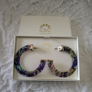 C .C California, Two side hoops earrings.